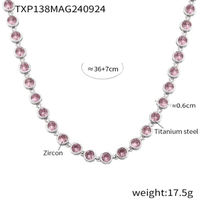 Titanium Steel Zircon Color Mix Bracelet & Necklace Set