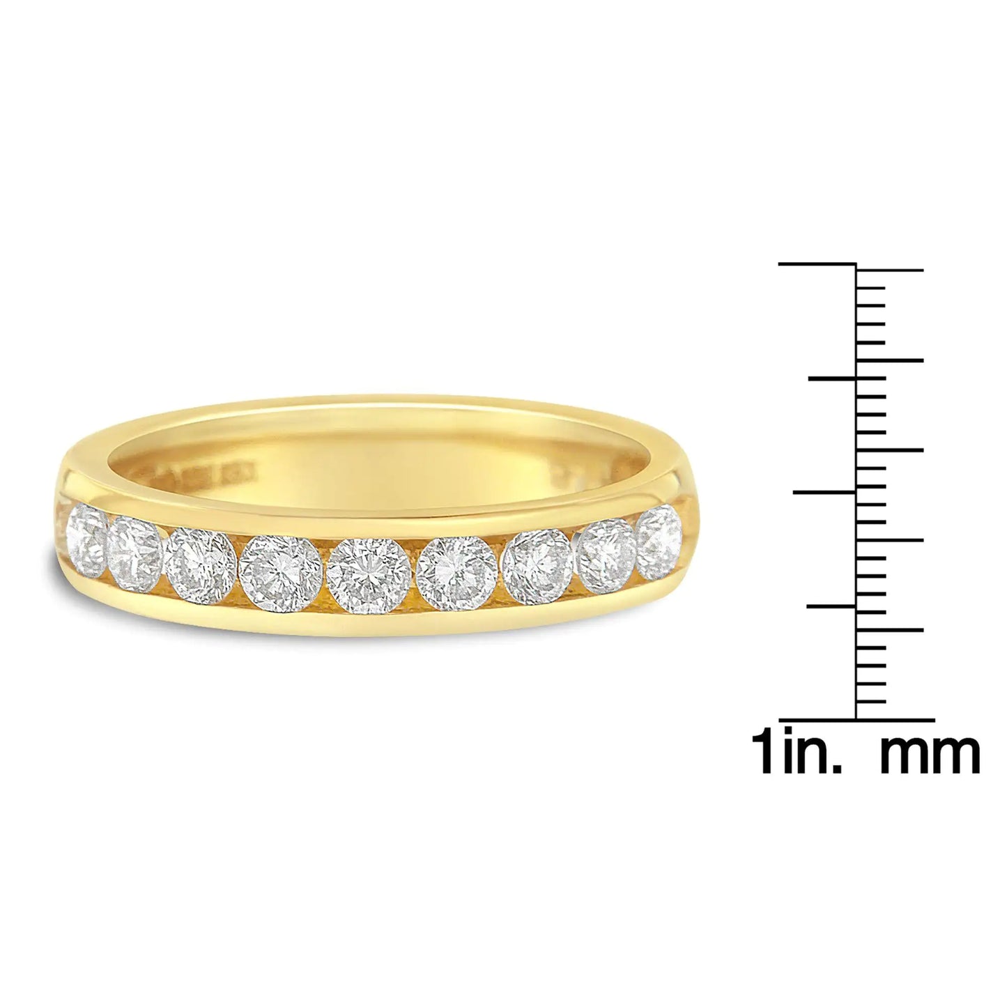 Anillo de bodas de oro amarillo de 18 quilates con diamantes (1 ct, color HI, claridad SI2-I1)