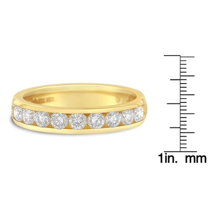 Anillo de bodas de oro amarillo de 18 quilates con diamantes (1 ct, color HI, claridad SI2-I1)