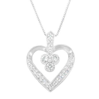 14K valge kullaga printsessilõigatud teemant Forever Love Heart ripats kaelakee (0,30 cttw, HI Color, SI2-I1 Clarity)