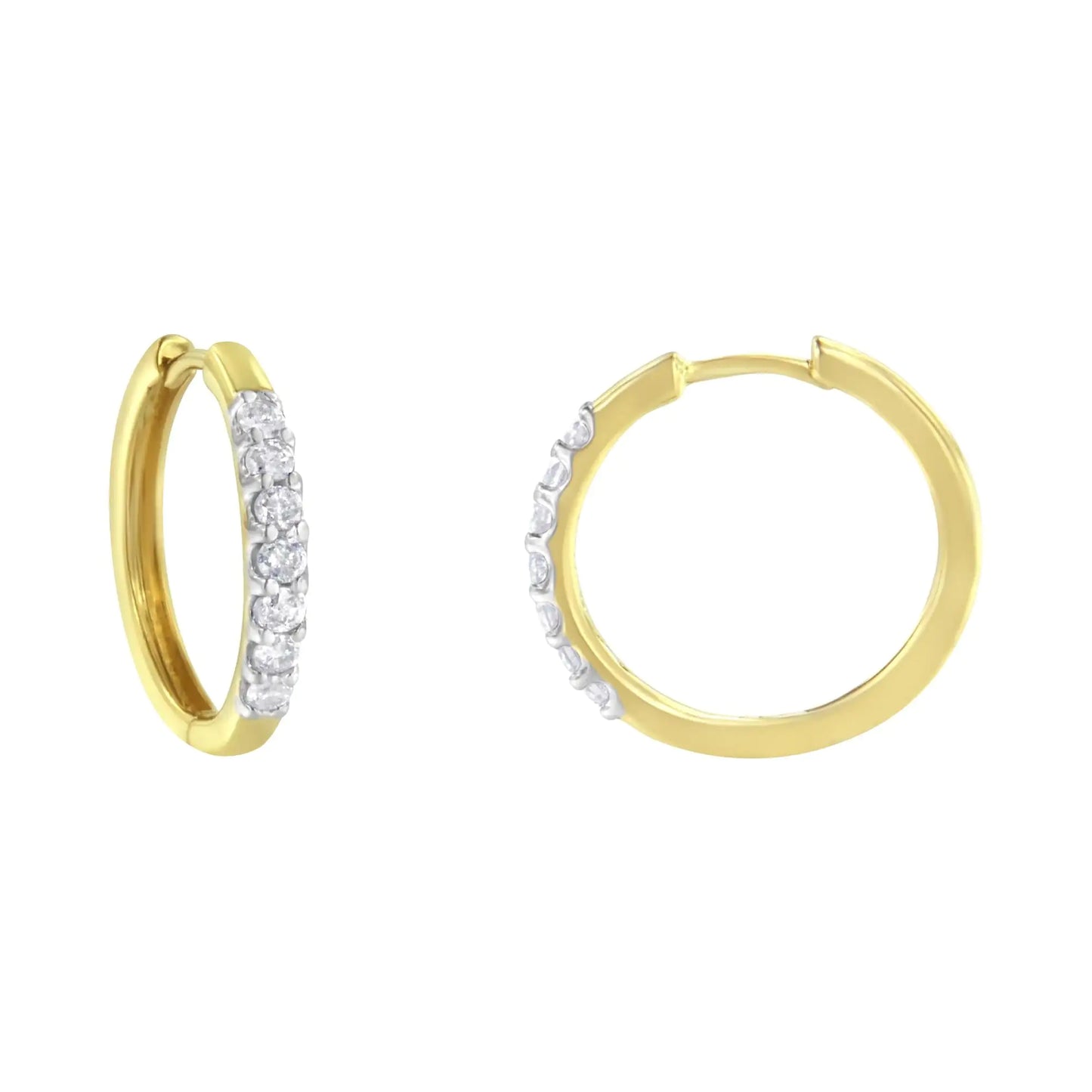 10KT Yellow Gold Diamond Hoop Earring (1/2 cttw, I-J Color, I2-I3 Clarity)