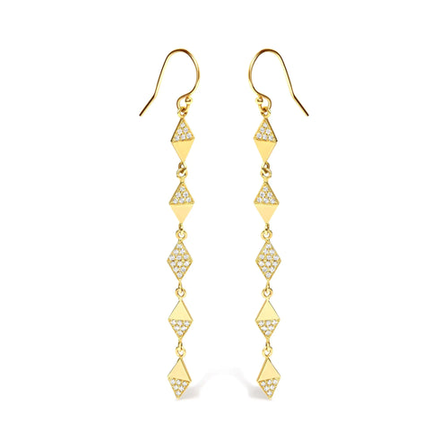 Aretes colgantes con forma de cometa de oro amarillo de 14 quilates con diamantes de 1/3 quilates (color HI, claridad SI2-I1)