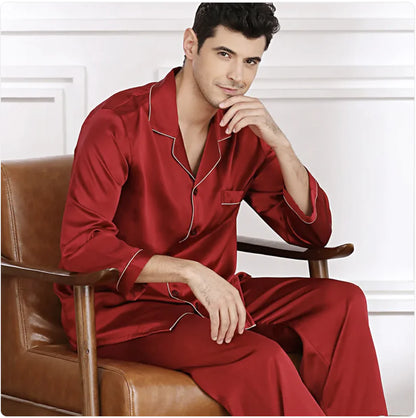 Silk Long-Sleeve Pajama Set for Spring & Summer