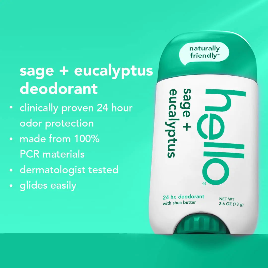 hei White Sage + Eucalyptus Deodorant With Shea Butter for Women + Men, Aluminium Fri, Natronfri, Parabener Fri, 24-timers luktbeskyttelse, 2,6 unse, 2-pakning salvie og eukalyptus 2,6 unse (pakke med 2)