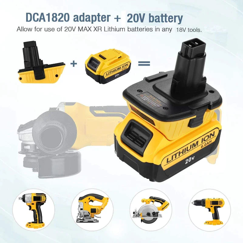 Adaptador convertidor DCA1820 de 2 x 18 V a 20 V máx. para batería de iones de litio DEWALT de 20 voltios