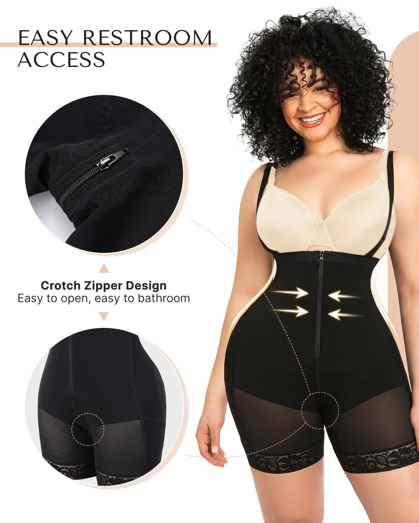 SHAPELLX Colombianas Shapewear naistele Tummy Control Plus Size Sünnitusjärgne Body Shaper tagumikku tõstev Bodysuit A1-must väike