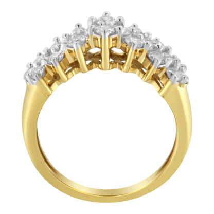 Anillo de oro amarillo de 10 quilates con diamantes redondos (1 ct, color JK, claridad I1-I2)