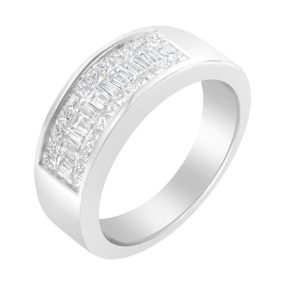 14K hvitt gull prinsesse og bagettslipt diamantring (1,0 Cttw, HI Color, VS2-SI1 klarhet)