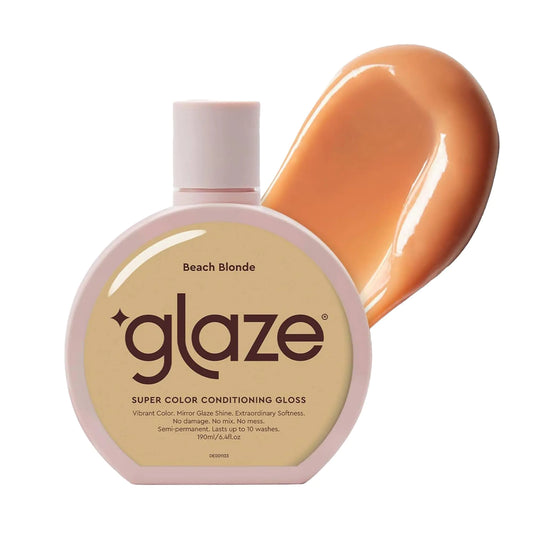 Glaze Super Gloss Acondicionador de Color para Cabello – Como un Humectante con Color para Cabello Rubio Cálido – Realza el Color, Repara el Aspecto del Daño y Agrega un Brillo Espejado – Rubio Playa, 6.4 oz