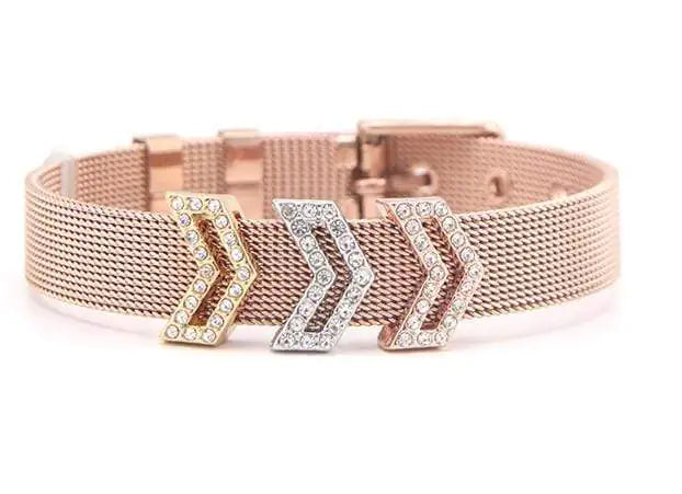 3 Chevron Pavé Charm Bracelet