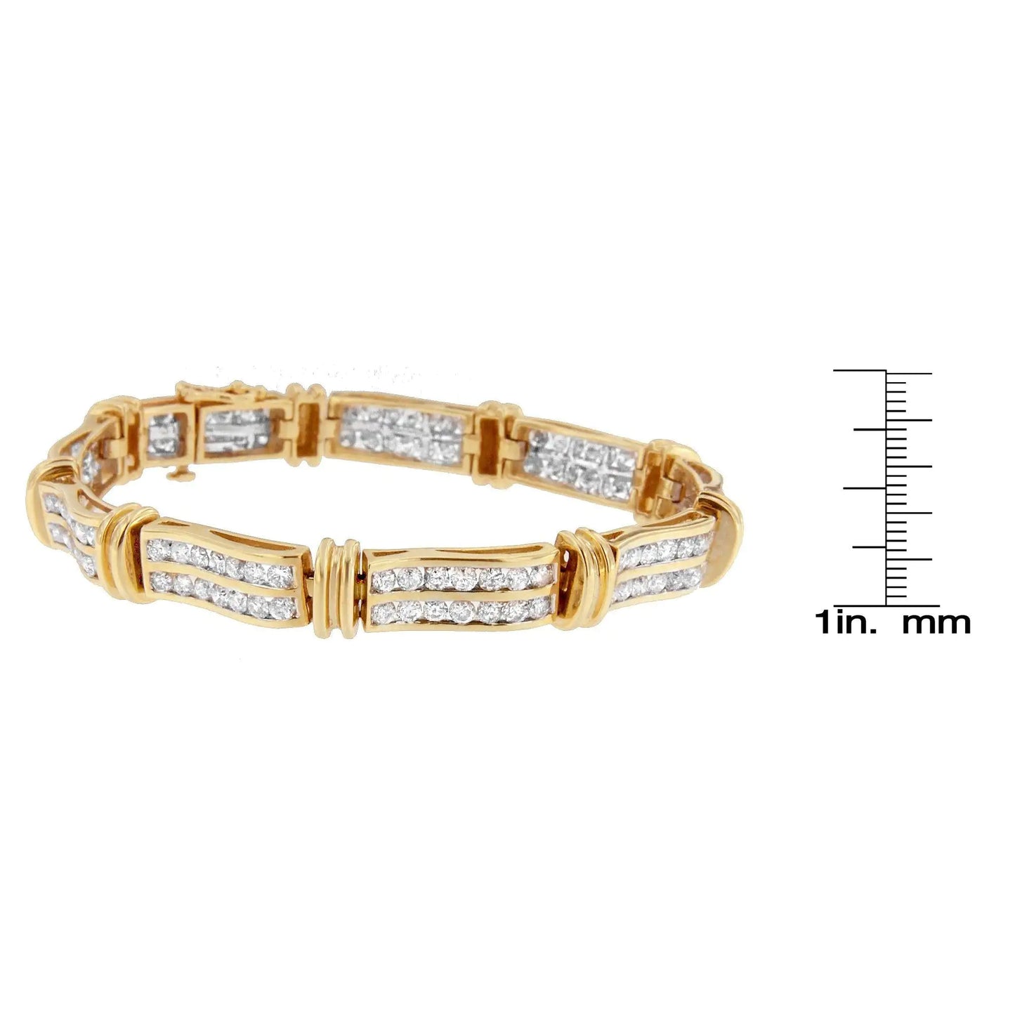 Pulsera de oro amarillo de 14 quilates con diamantes de talla redonda (5,35 cts, color HI, claridad I1-I2)