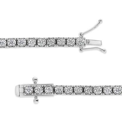 14K White Gold 2.0 Cttw Miracle Set Round-Cut Lab Grown Diamond Illusion 7" Tennis Bracelet (F-G Color, VS2-SI1 Clarity)