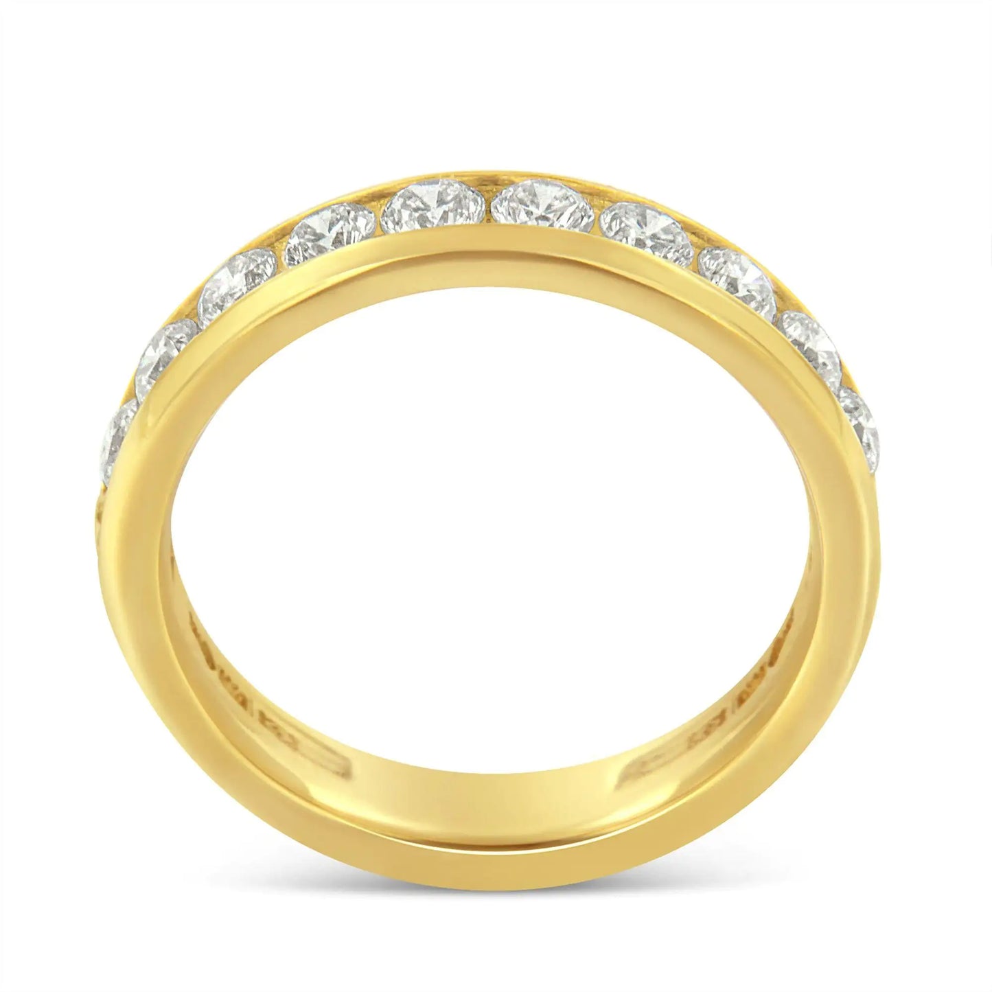 Anillo de bodas de oro amarillo de 18 quilates con diamantes (1 ct, color HI, claridad SI2-I1)