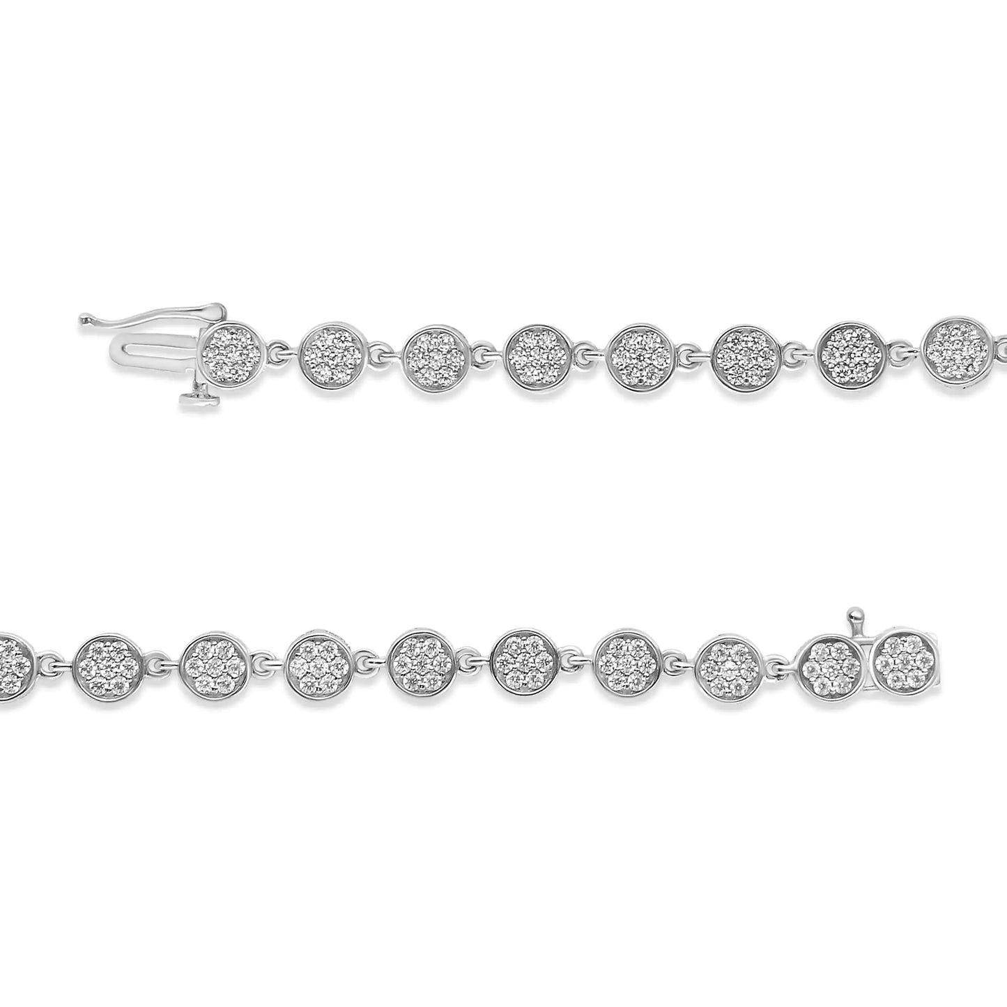 .925 Sterling Silver 2,0 Cttw ümmargune teemantlingiga käevõru (GH värv, I1-I2 Clarity) – 7,25 tolli