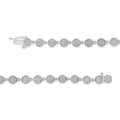 .925 Sterling Silver 2.0 Cttw Round Diamond Link Bracelet (G-H Color, I1-I2 Clarity) - 7.25"