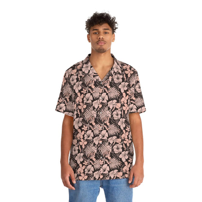 Camisa hawaiana floral rosa para hombre