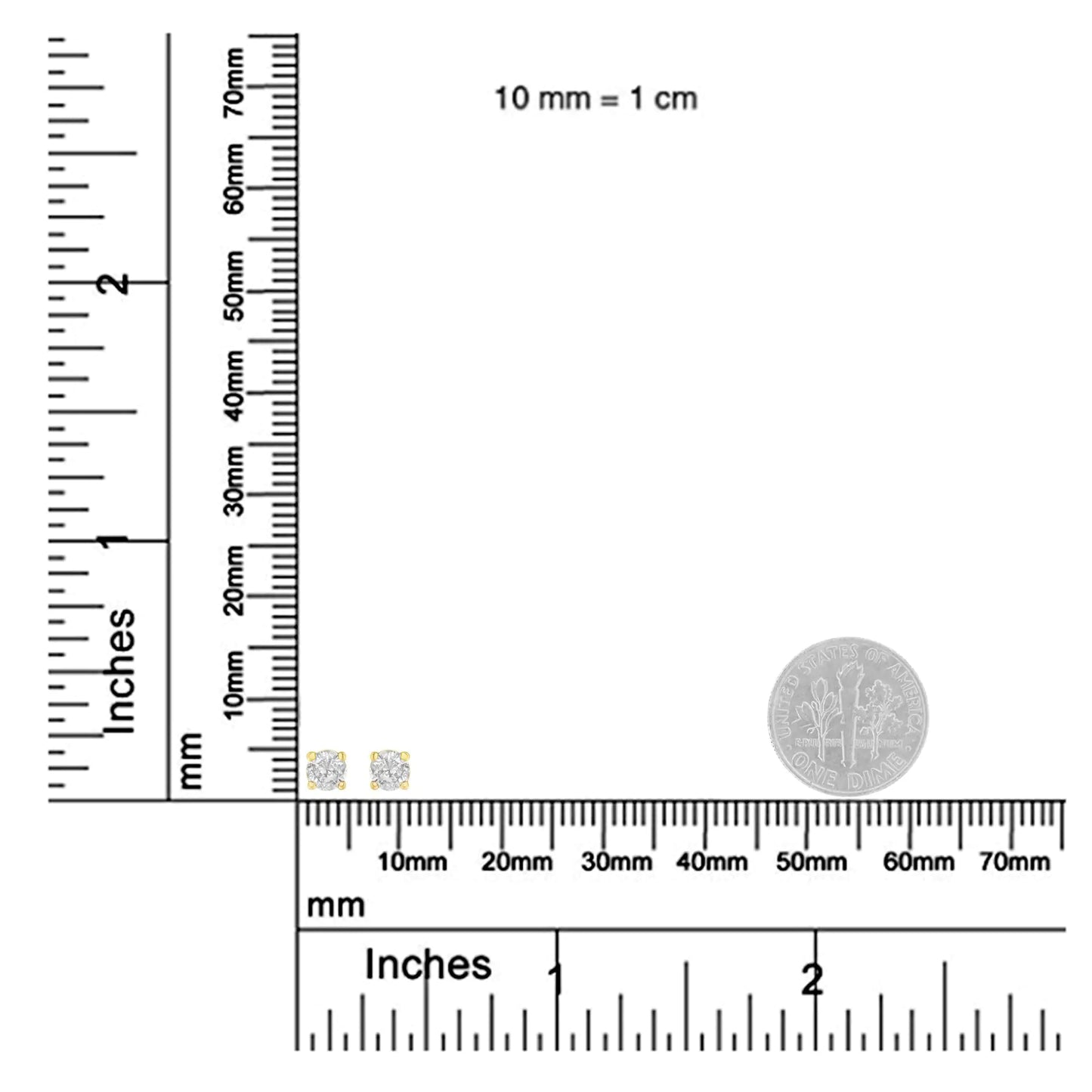 14K Gelbgold 1/2 Karat Rundschliff Diamant Solitär Ohrstecker (OP Farbe, SI2-I1 Reinheit)