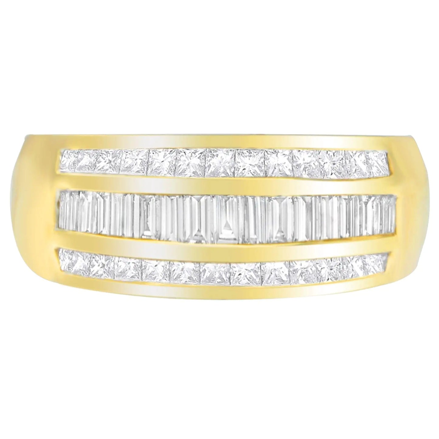 14K gult gull 1 karat. TDW Princess and Baguette-Cut Diamond Ring (HI, SI1-SI2)