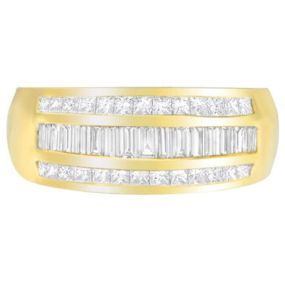 14K gult gull 1 karat. TDW Princess and Baguette-Cut Diamond Ring (HI, SI1-SI2)