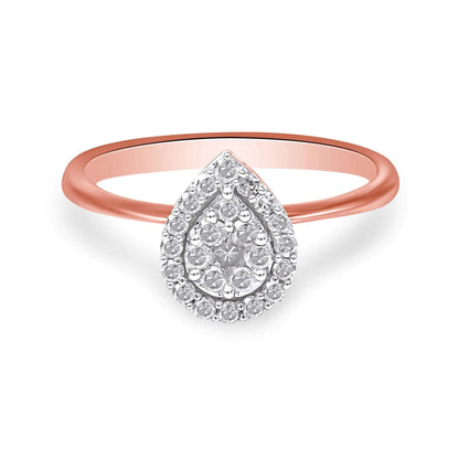 10K Rose Gold 3/8 Cttw Round-Cut Diamond Pear Promise Ring (I-J Color, I2-I3 Clarity)