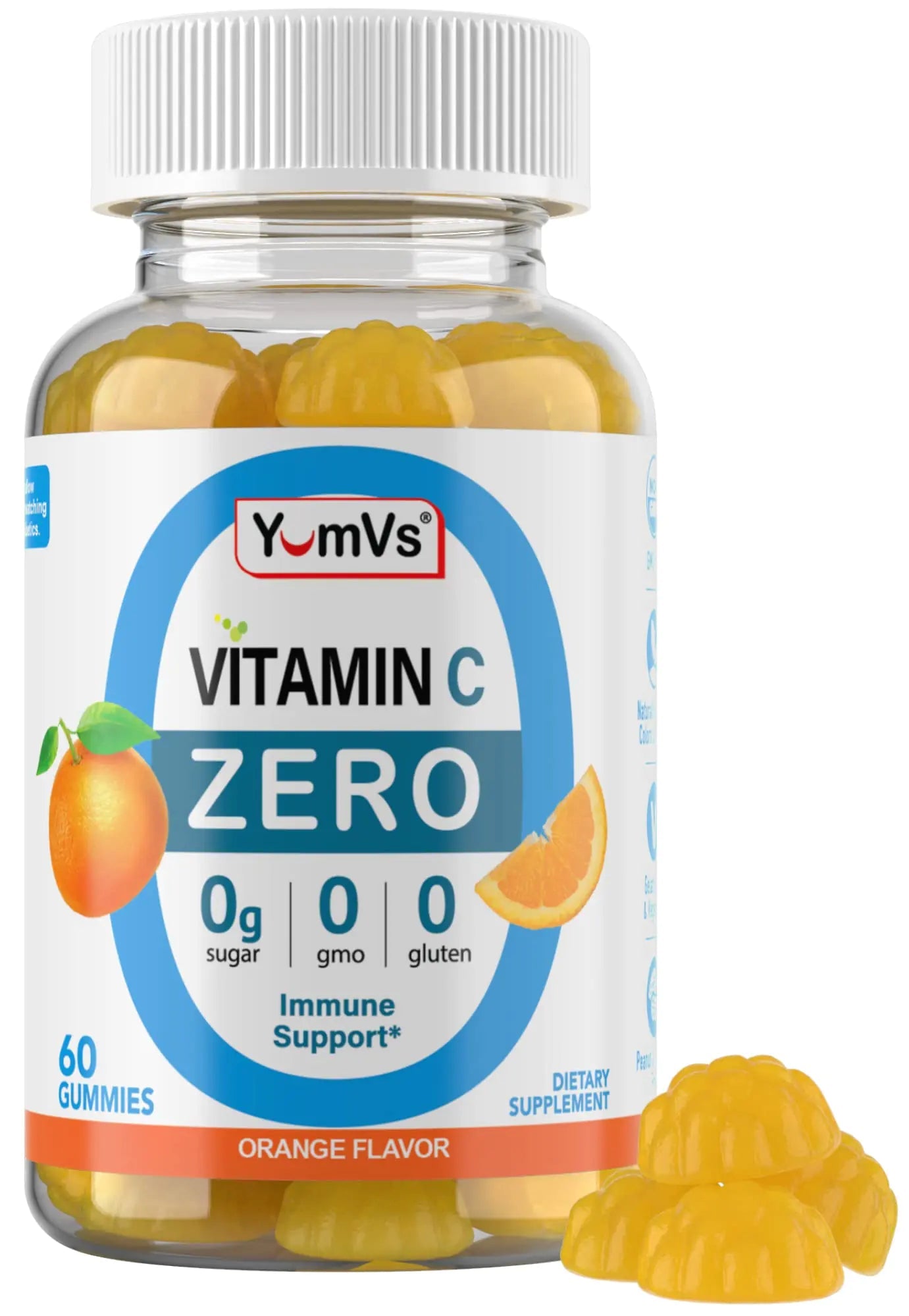 Yum - Vs - Gomitas de Vitamina C Sin Azúcar para Adultos y Niños - 250 mg VIT C Gomitas de Vitaminas de Apoyo Inmunitario - Suplemento de Gomitas de Vitamina C Masticables Sin Azúcar - Potencia Alta Vegetariana para Refuerzo de Vitamina C (60) - Catch Cards