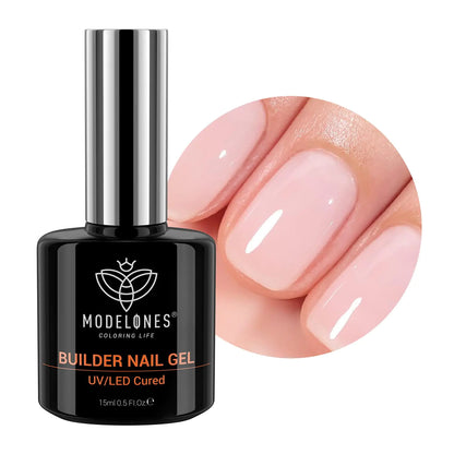 modelones Builder Nail Gel, 8-in-One Cover Nude Gel Builder, LED Nail Lamp Cured Hard Gel Builder for Nail Thickening Nail Strengthener Extension Gel Rubber Base Gel Polish Glue Gel in a Bottle A3-1Pcs 15ml Cover Nude Gel Builder