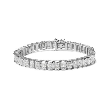 14K kuld 5,00 Cttw Square Princess Cut White Diamond Ristkülikukujuline Nähtamatu Set Link Tennise käevõru (HI Color, SI2-I1 Selgus) – 7,25 tolli