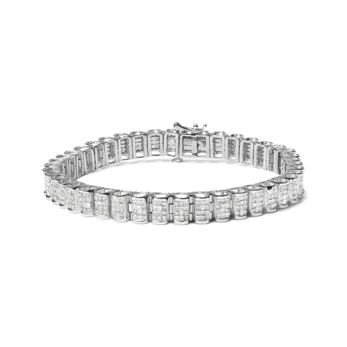 14K kuld 5,00 Cttw Square Princess Cut White Diamond Ristkülikukujuline Nähtamatu Set Link Tennise käevõru (HI Color, SI2-I1 Selgus) – 7,25 tolli