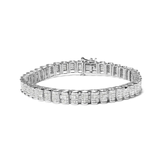 14K kuld 5,00 Cttw Square Princess Cut White Diamond Ristkülikukujuline Nähtamatu Set Link Tennise käevõru (HI Color, SI2-I1 Selgus) – 7,25 tolli