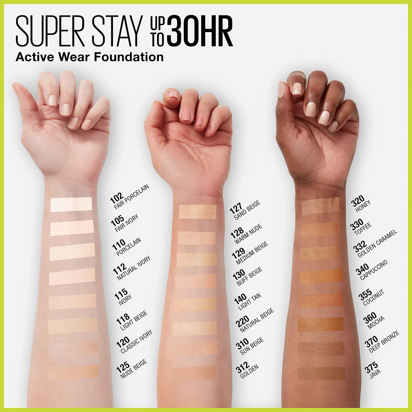 Maybelline Super Stay Full Coverage Liquid Foundation Active Wear Makeup, Up to 30Hr Wear, Transfer, Sweat & Water Resistant, Matte Finish, Toffee, 1 Count 330 TOFFEE 1 Fl Oz (Pack of 1)