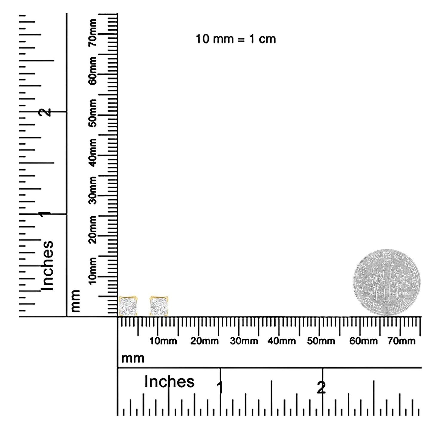 10K Gold Princess Diamond komposiitkõrvarõngas (1/2 cttw, IJ värv, I1-I2 Clarity)