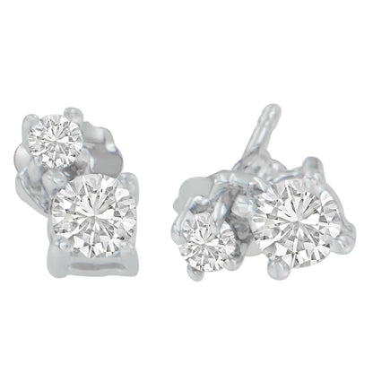 Pendientes de oro blanco de 14 quilates con diamantes de talla redonda de 1/2 ct (HI, SI2-I1)