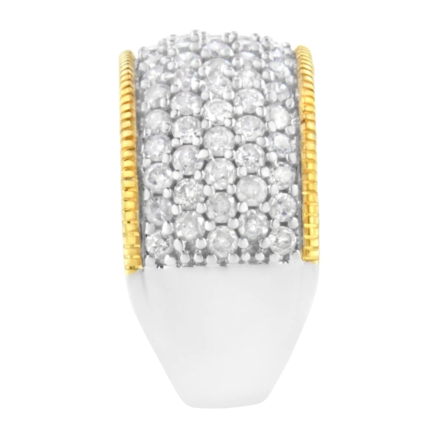 Anillo de aniversario de 5 filas de diamantes de talla redonda engastados en garras de 2,0 cts, en plata de ley 925 bañada en oro amarillo de 10 quilates (color IJ, claridad I2-I3)