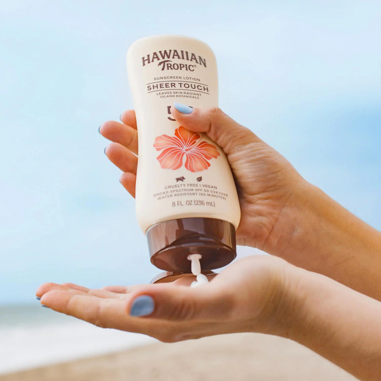 Hawaiian Tropic Sheer Touch Ultra Radiance Lotion päikesekaitsekreem SPF 30, 8 untsi | Hawaiian Tropic päikesekaitsekreem SPF 30, päikesekaitsekreem, laia spektriga päikesekaitsekreem, oksübensoonivaba päikesekaitsekreem, keha päikesekaitsekreem, 8 untsi