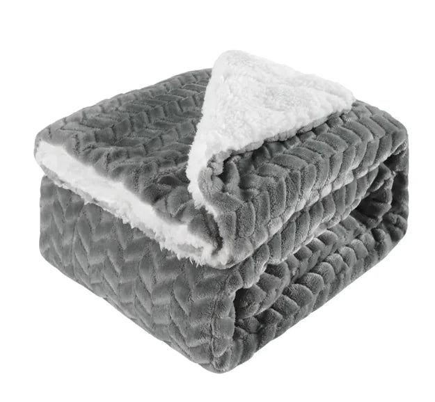 Thickened Flannel & Lamb Wool Double-Sided Blanket