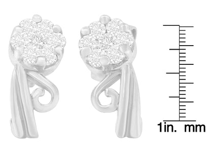 Aretes de oro blanco de 14 quilates con diamantes de talla redonda de 1/2 ct (HI, I1-I2)