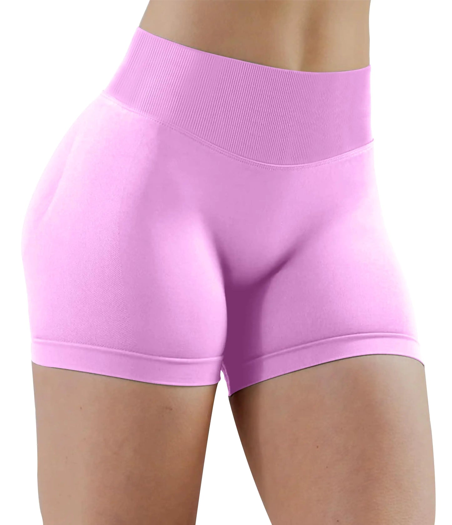 Pantalones cortos de entrenamiento Unthewe para mujer, sin costuras, con realce de glúteos, cintura alta, control de abdomen, para gimnasio y yoga, n.° 2, rosa bebé, talla pequeña