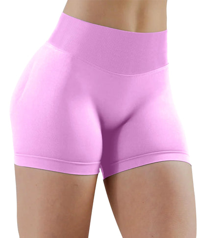 Unthewe Womens Workout Seamless Crunch Butt Lifting Shorts Høyt midjet Magekontroll Gym Yoga Shorts #2 Baby Pink Small